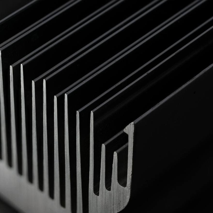 Close-up of an extruded aluminium heat-sink profile