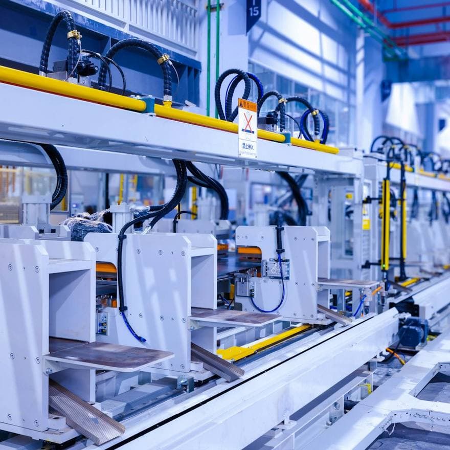 Aluminium extrusion press line on a plant floor