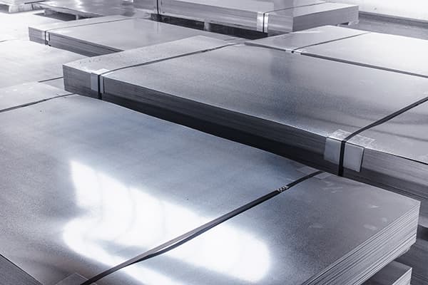 Stacked aluminum sheet ready to ship